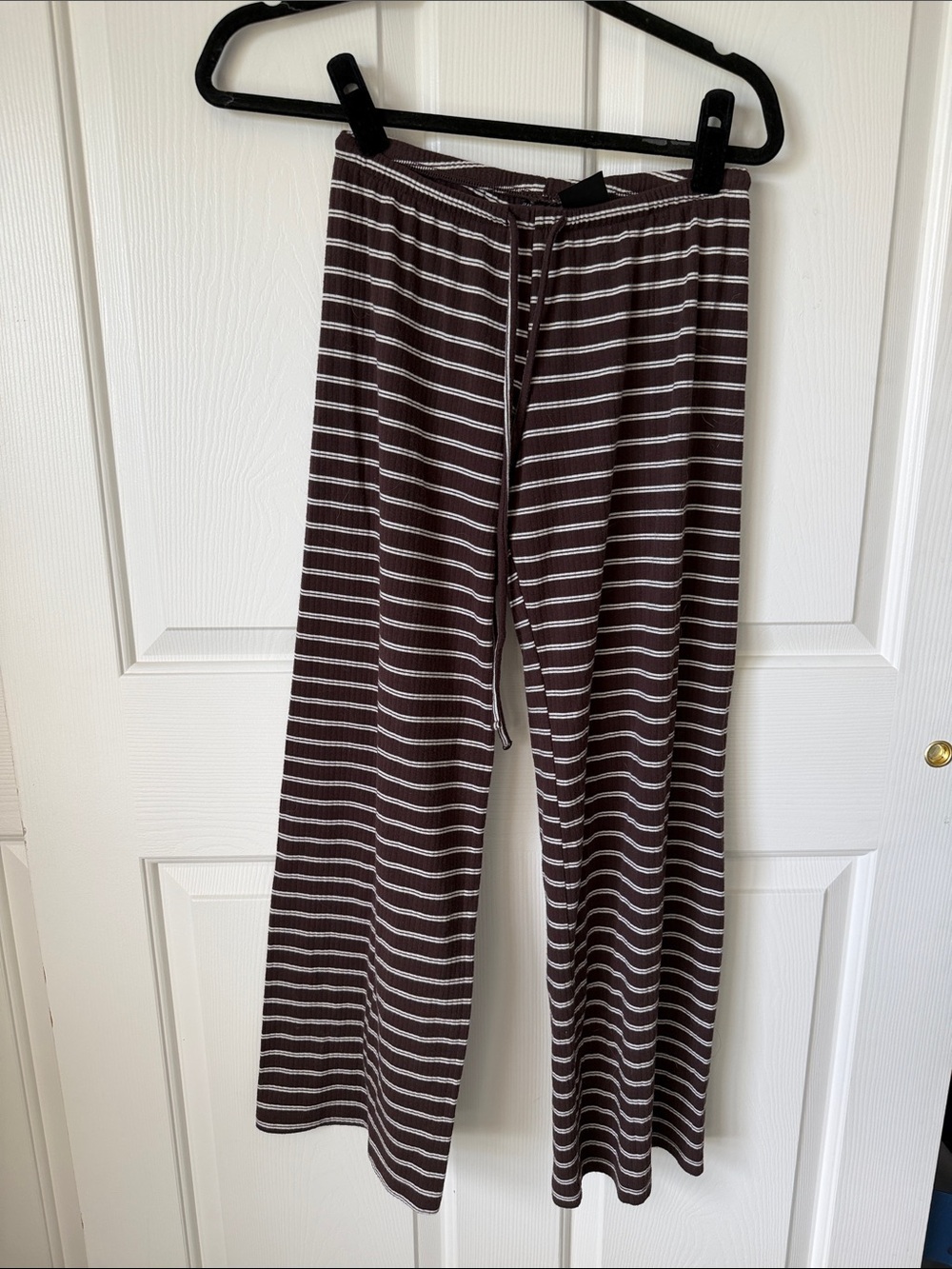 H&M Brown and White Striped Knit Pants